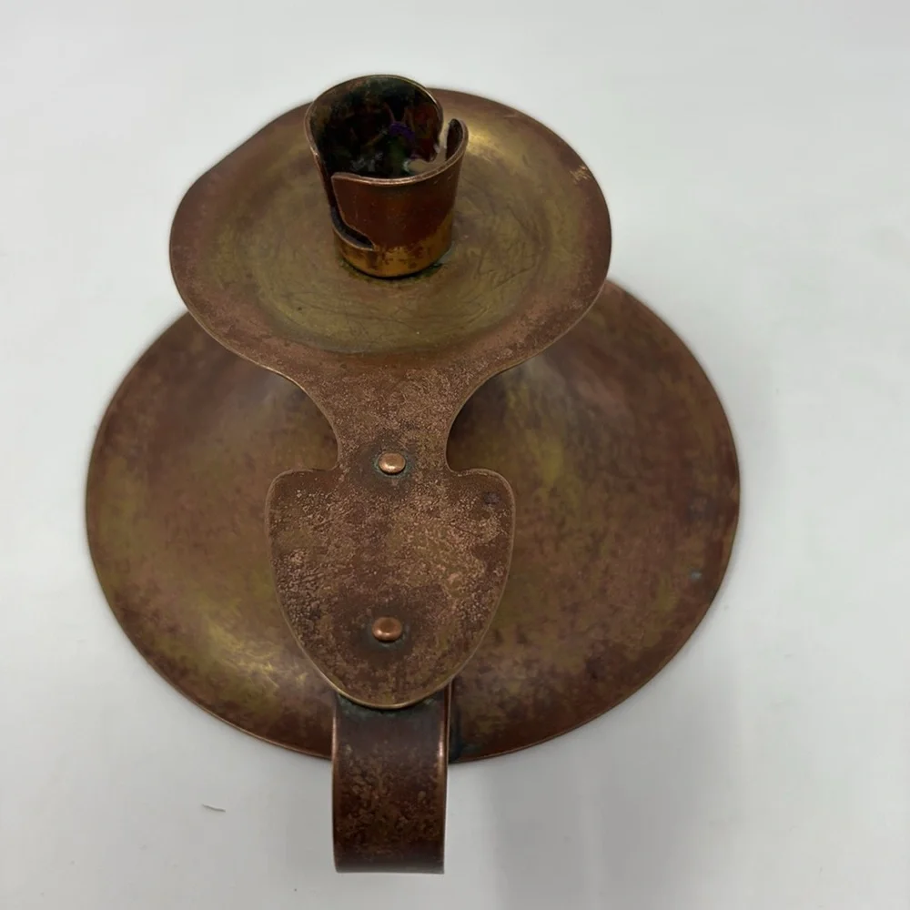 ANTIQUE Copper Chamberstick Candle Holder - Picture 3 of 6